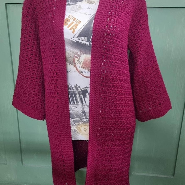 Lana Crochet Long Cardigan Sweater