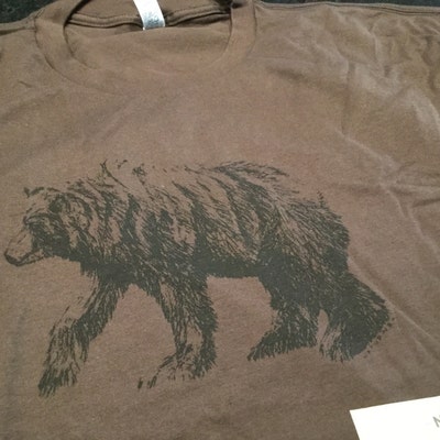 Mens Grizzly Bear Shirt Custom Color Tshirt Green Bear Shirt Small ...