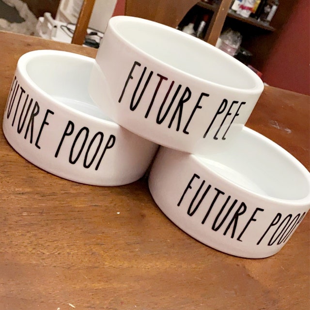 Funny Dog Food Bowl Set Ceramic Pet Bowls Future Pee Future Poop Large Pet  Bowl Small Pet Bowls Cat Bowl Funny Pet Bowl Water Bowl Food Bowl