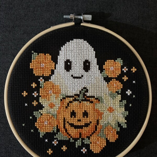 Flower Ghost Cross Stitch Pattern PDF - Cute Funny Easy Small Halloween ...