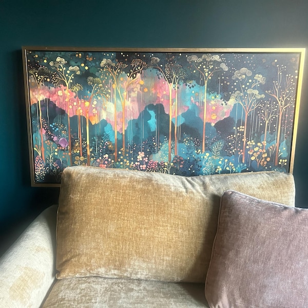 Rain Forest Panoramic Art - Mystical Woodland Canvas Print With Golden ...
