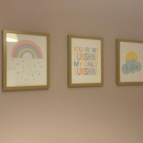 Children's Kids Nursery Set of 3 Prints, Rainbow Print, You Are My ...