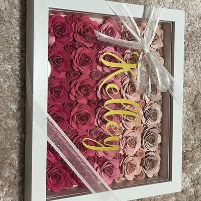 Initial Flower Shadow Box Personalised Flower Frame - Etsy Australia