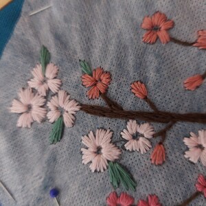 刺繍テンプレート、桜、刺繍、桜の枝、春の装飾、桜、モダン刺繍、刺繍