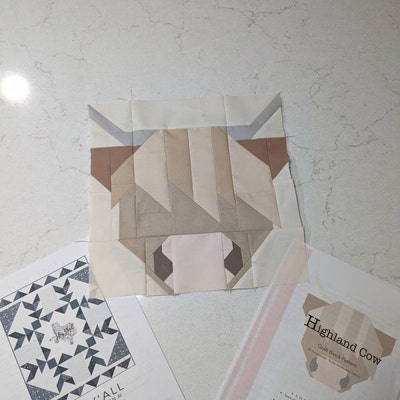 Highland Cow Quilt Block Pattern Animal PDF includes Instructions for 6 ...