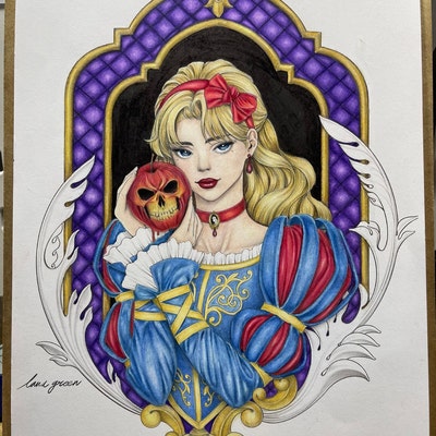 Snowwhite Coloring Page for Adults Grayscale Coloring Page Instant ...