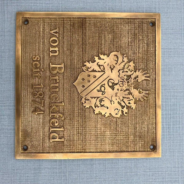 Crest Sign Rectangle Custom Bronze Family Crest Plaques – Personalized Heraldic Wall Decor ...