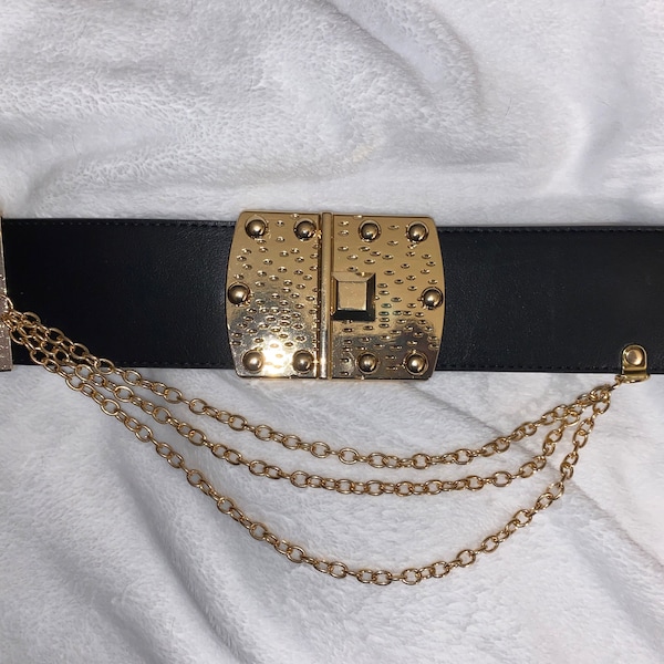 Amina Chain Belt Black Gold
