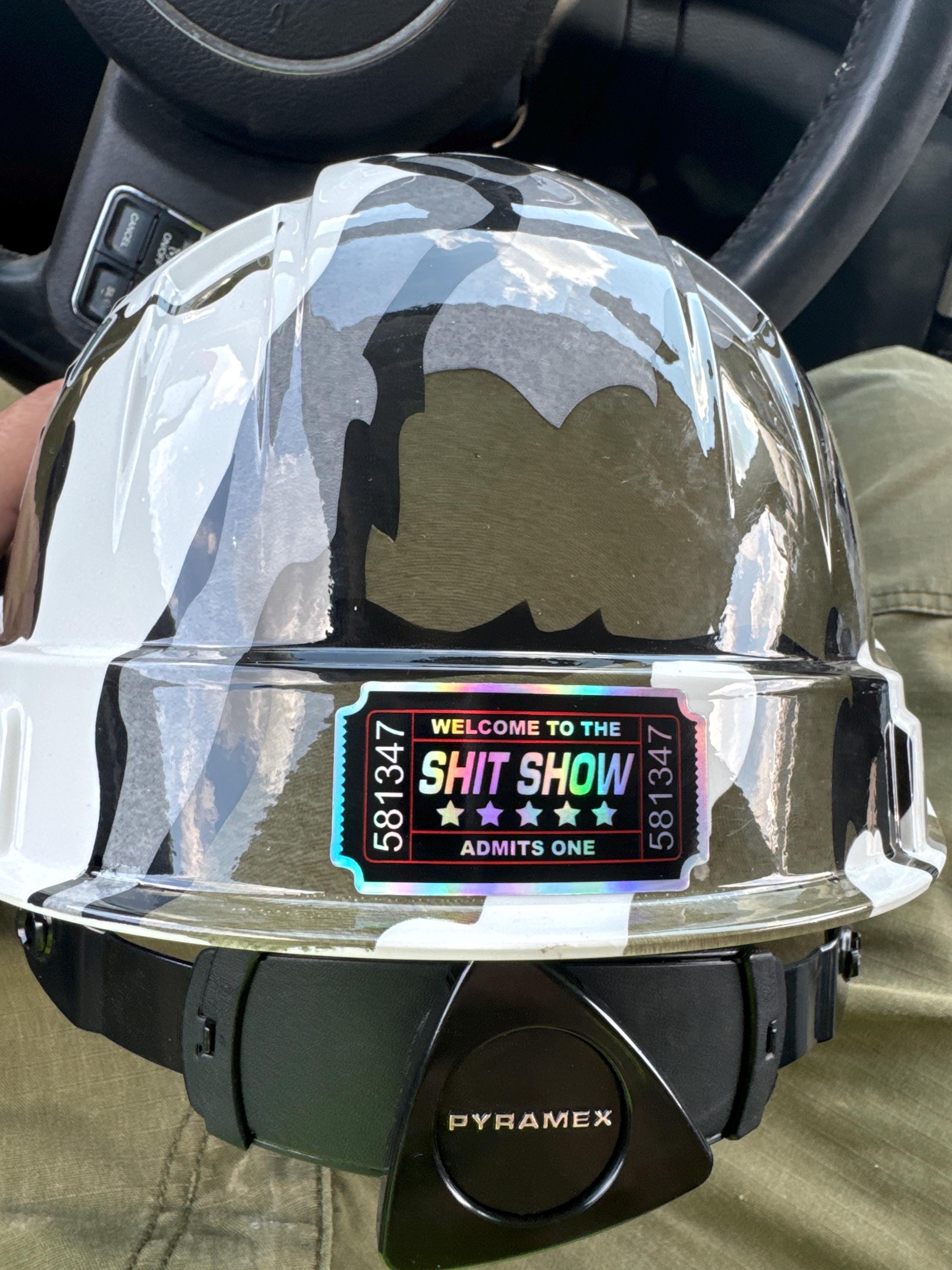 Shit Show Ticket, Hard Hat, Laptop, Water Bottle, Cooler,  Funny, Sticker Decal ,Cute ,Vinyl