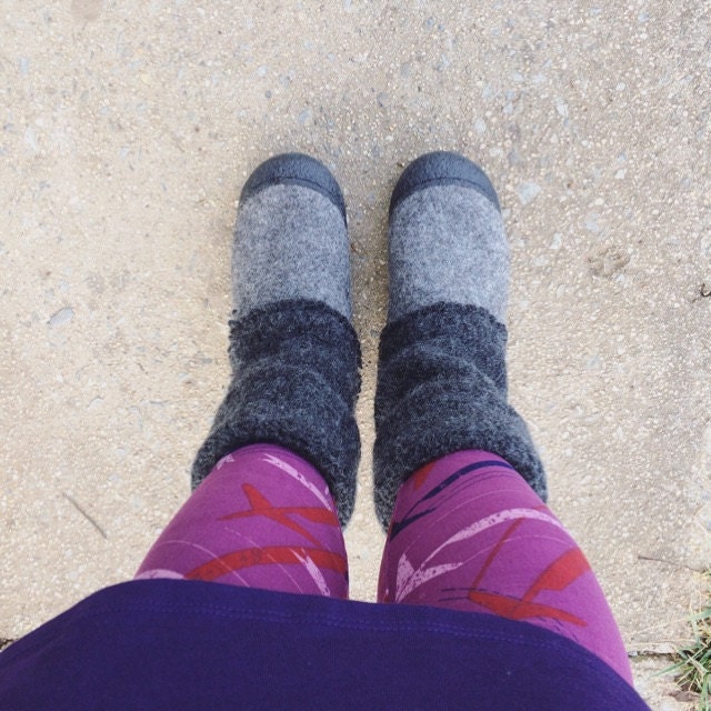 Felted wool slipper boots Grey organic wool felt boots | Etsy