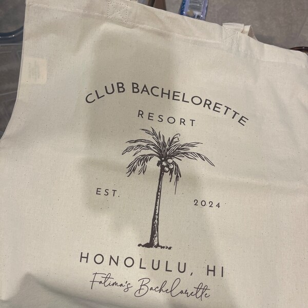 Club Bachelorette Palm Tree Tote Beach Bachelorette Hangover Kit Bag ...