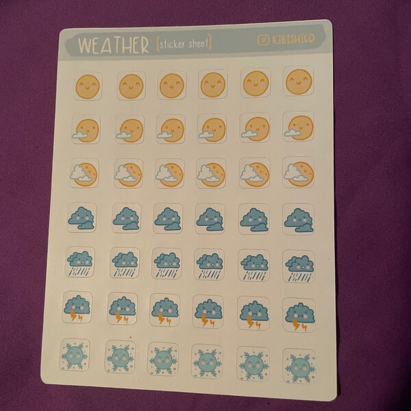 Weather Small Icons | Kawaii Cute Weather Planner Stickers | Bujo ...