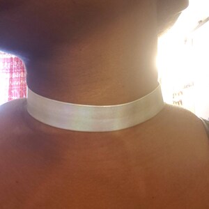 Cyberpunk Leather Choker, Iridescent Holographic Choker, 90s Rave