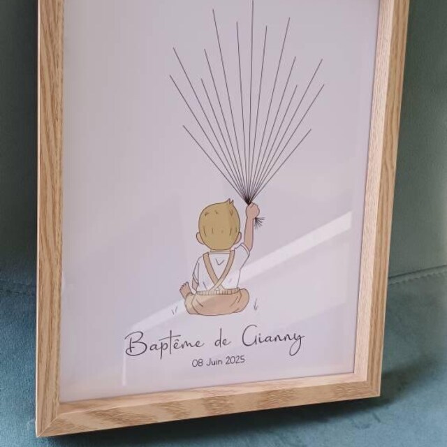 BOFUNX Livre D'Or Baptême Empreintes Digitales Poisson Cadre Signature DIY