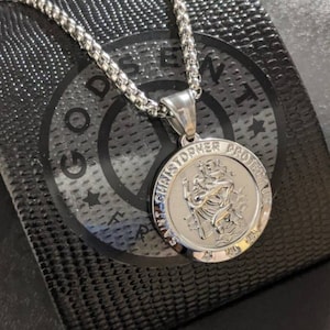 Personalised 2cm St Christopher Pendant 925 Sterling Silver Engraved Message 