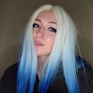 Blue Blonde Straight Lace Front Wig Etsy Canada