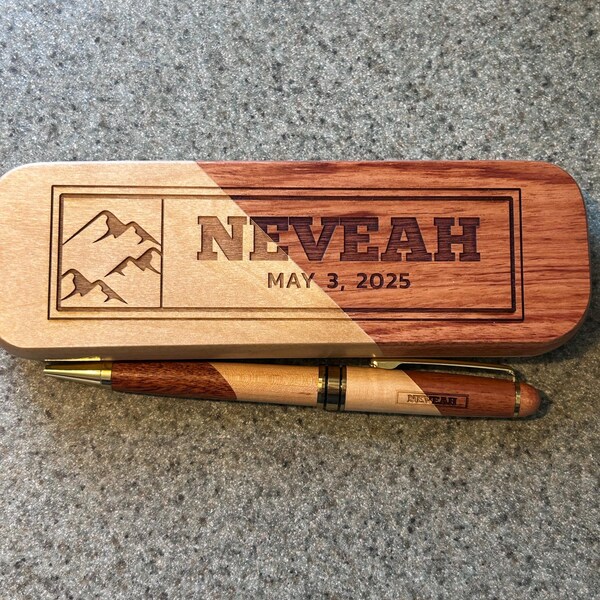Custom Wood Pen Set, Wood Engraved Pen Holder, Personalized Gift for ...