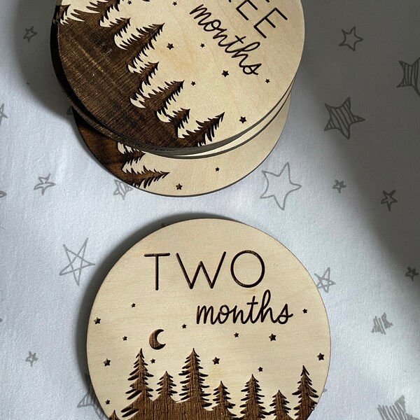 Baby Monthly Milestone Markers, Wood Milestone Disc, Baby Photo Props ...