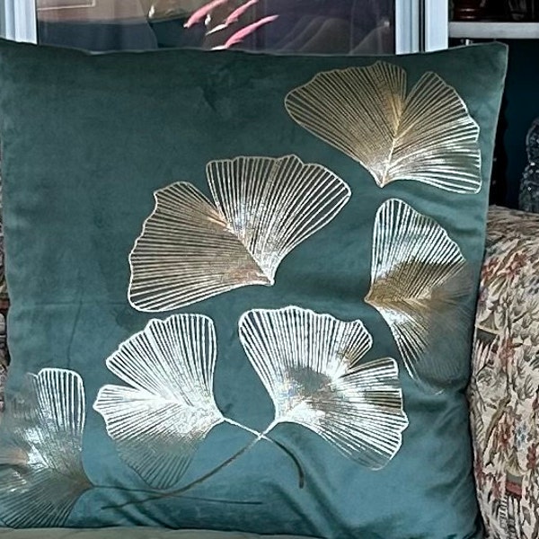 Gold Ginkgo Leaf Velvet Pillow Covers - Set Of 2, 18x18 Inch, Black Background