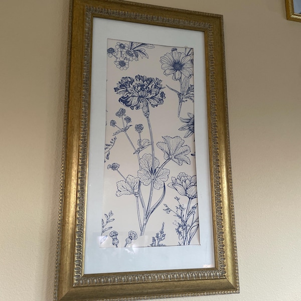 Blue Botanical Wall Art Chinoiserie Wall Art, 3 Piece Wall Decor ...