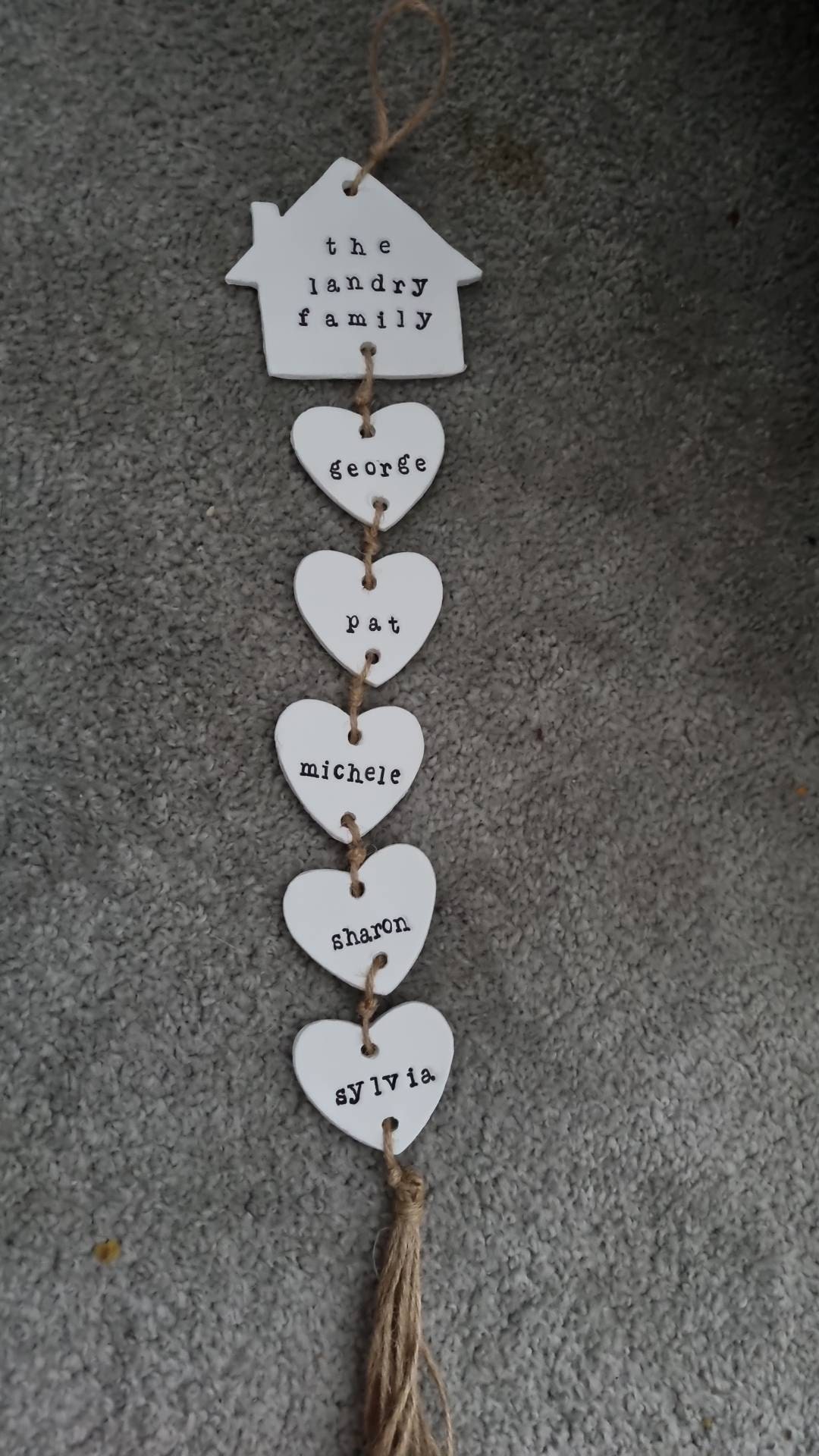 Our Family Clay Wall Hanging, Family Wall Hanger, Our Family Tree Hearts, Housewarming Gift Personalised Sign, Clay Gift, Hanging Hearts