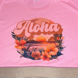 Hawaiiを感じる　Ocean Aloha plate Aloha Hawaiian Beach Surf and Sunset PNG Sublimation, Retro