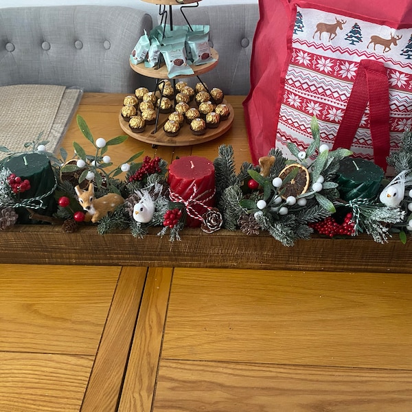 Rustic Christmas Table Centre Piece Box - Jacobean (brown) - Etsy UK