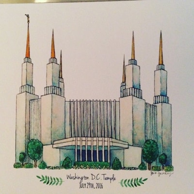 Washington D.C. Temple Original Watercolor Print, Art, Wall Decor ...