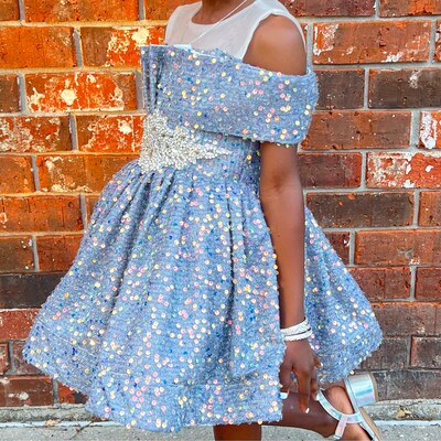 A-Line Chiffon Dress with Flower Appliqued Pearl Pink main image 1