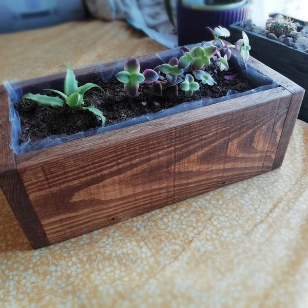 Rustic Wooden Herb Box, Window Sill Planter, Reclaimed, Indoor Herb ...