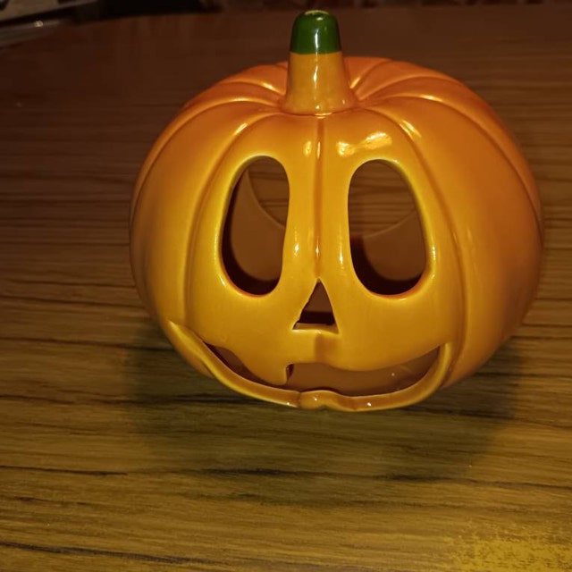 陶器製ハロウィンかぼちゃティーライトホルダー3個セット、ジャック
