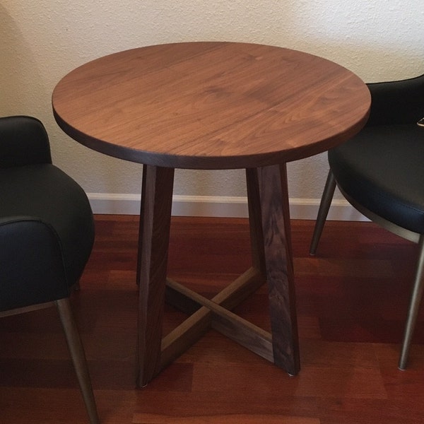 Round Walnut Dining Table With Trapezoid Base, Solid Walnut, 30" or ...