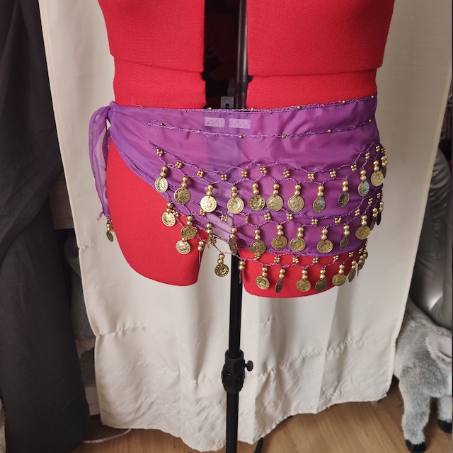 Kids Girls Belly Dance Hip Scarf With Coins – 3-Row Wrap Belt Skirt Costume