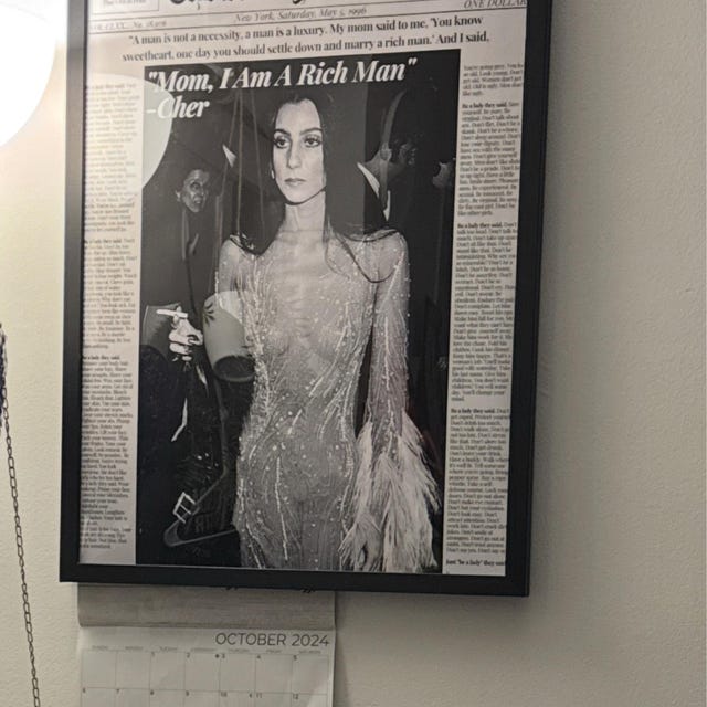 Cher 'rich Man' Newspaper Poster: Black & White NYT Style (digital