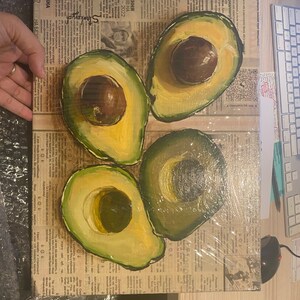 アボカドの壁アート アボカドの絵画 オリジナルの油絵 食べ物の絵画