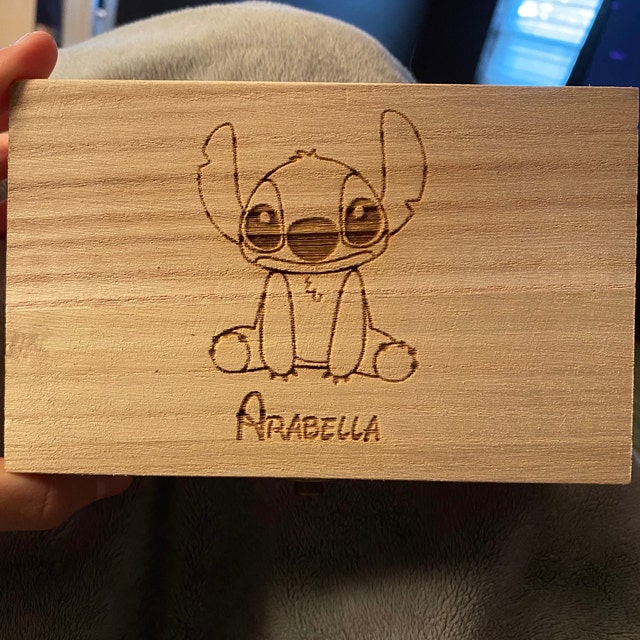 SMALL Jewelry Box Lilo & Stitch Ohana Movie Inspired Personalized Name Wood  for Bracelets Necklaces Rings Custom Name Engraved Gift Exchange
