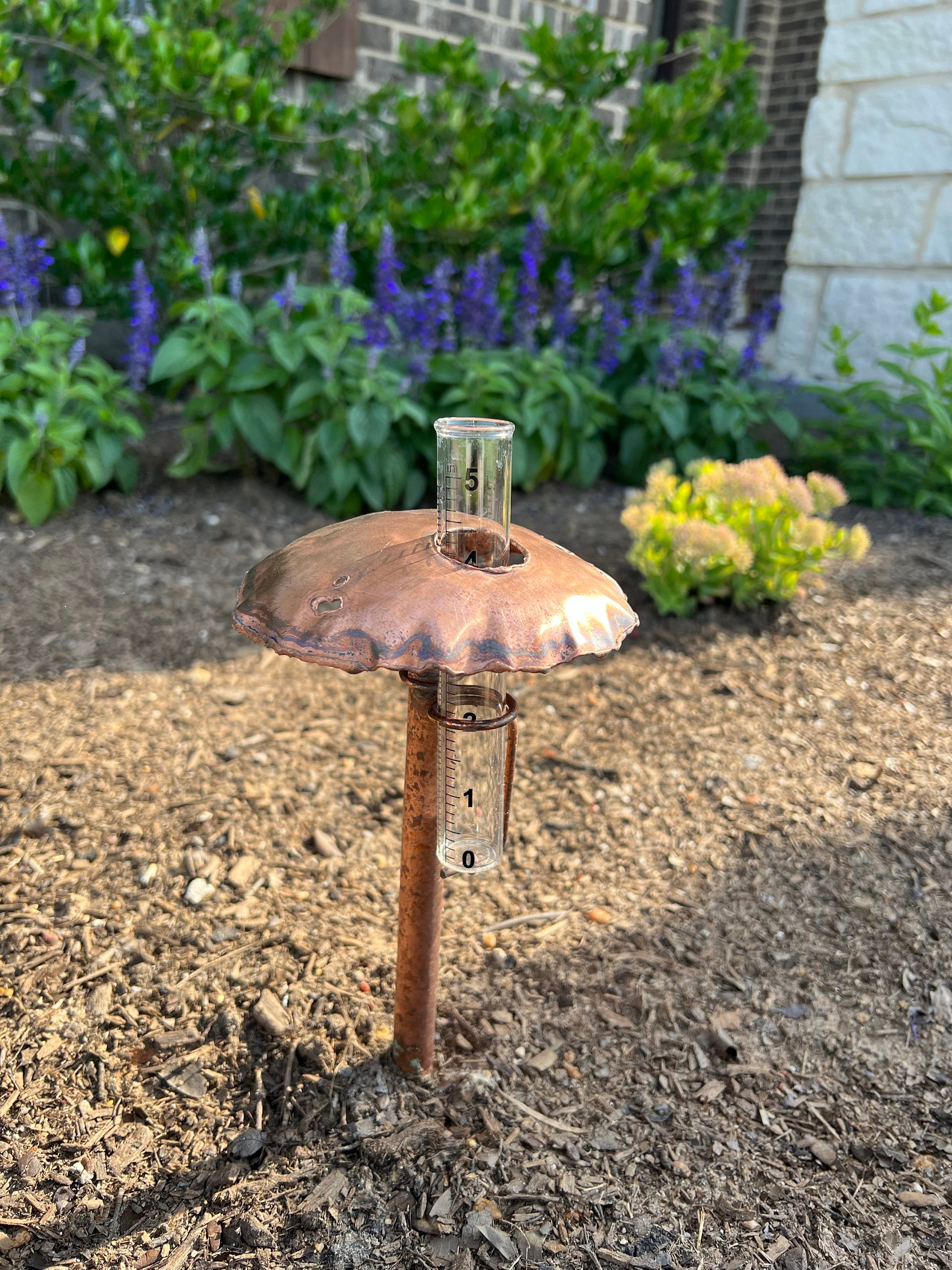 Copper Mushroom Rain Gauge