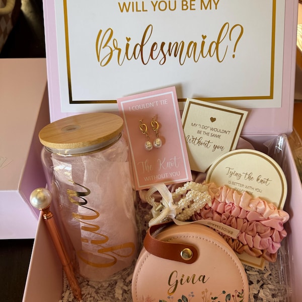 Custom Bridesmaid Proposal Box Personalized Gift Blush Will You Be My ...