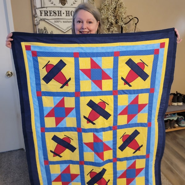 Baby Boy Airplane Quilt PATTERN - PDF - Throw Quilt - Boy - EASY - Etsy