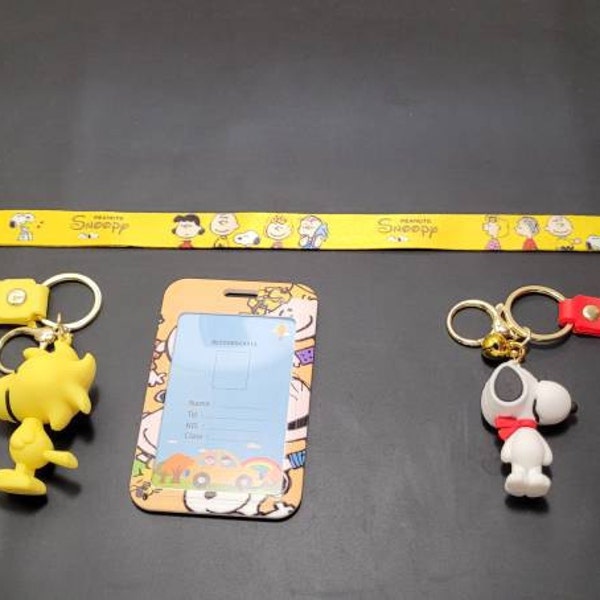 Snoopy and Charlie Brown Keychain Lanyard Id Card Holder Handmade ...