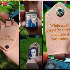 Personalized Leather Photo Keychain, Drive Safe, Handwritten Message ...