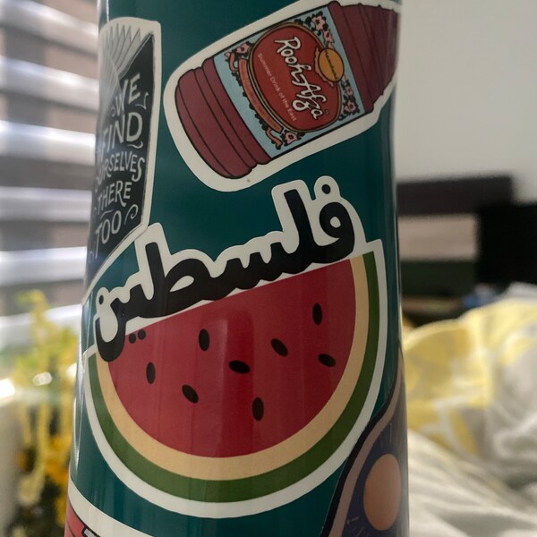 Palestine Map Watermelon Colors Phone Back Decoration Sticker Label