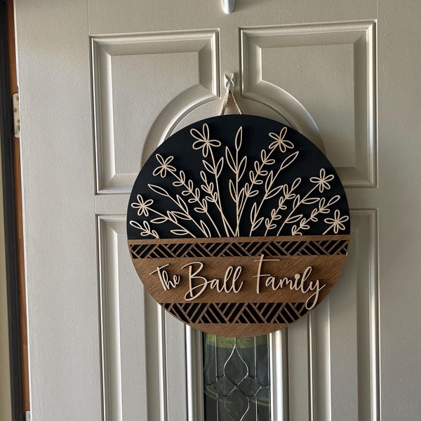 Wooden Door Sign, Family Name Sign, Engagement Gift, Housewarming Gift ...