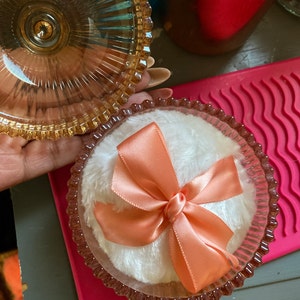 Luxurious Body Powder Puff, 4 Inches With Peach Ribbon Handle and Bow ...