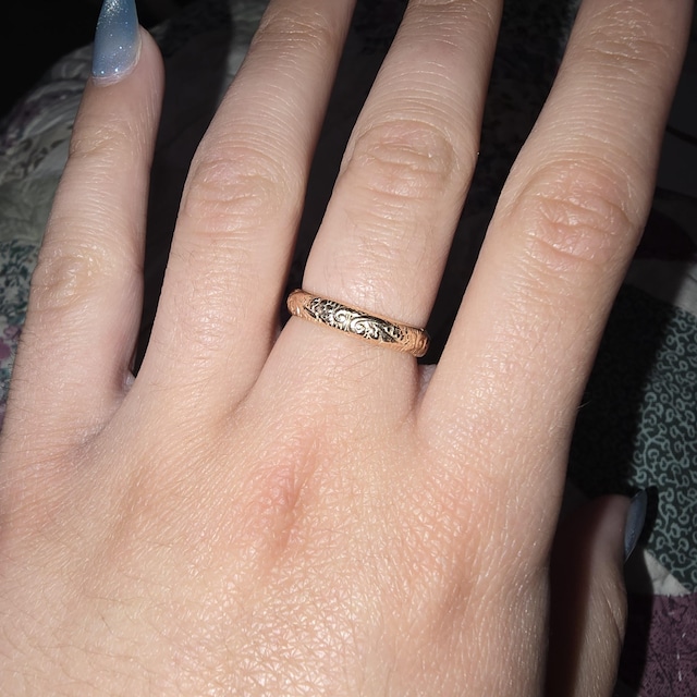 ZP--166 Handmade 14k Gold Filled Vintage Floral Pattern Ring