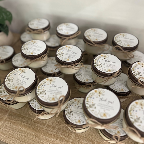 Wildflower Bridal Shower Favor Candles / Personalized 4 Oz. Soy Candle ...