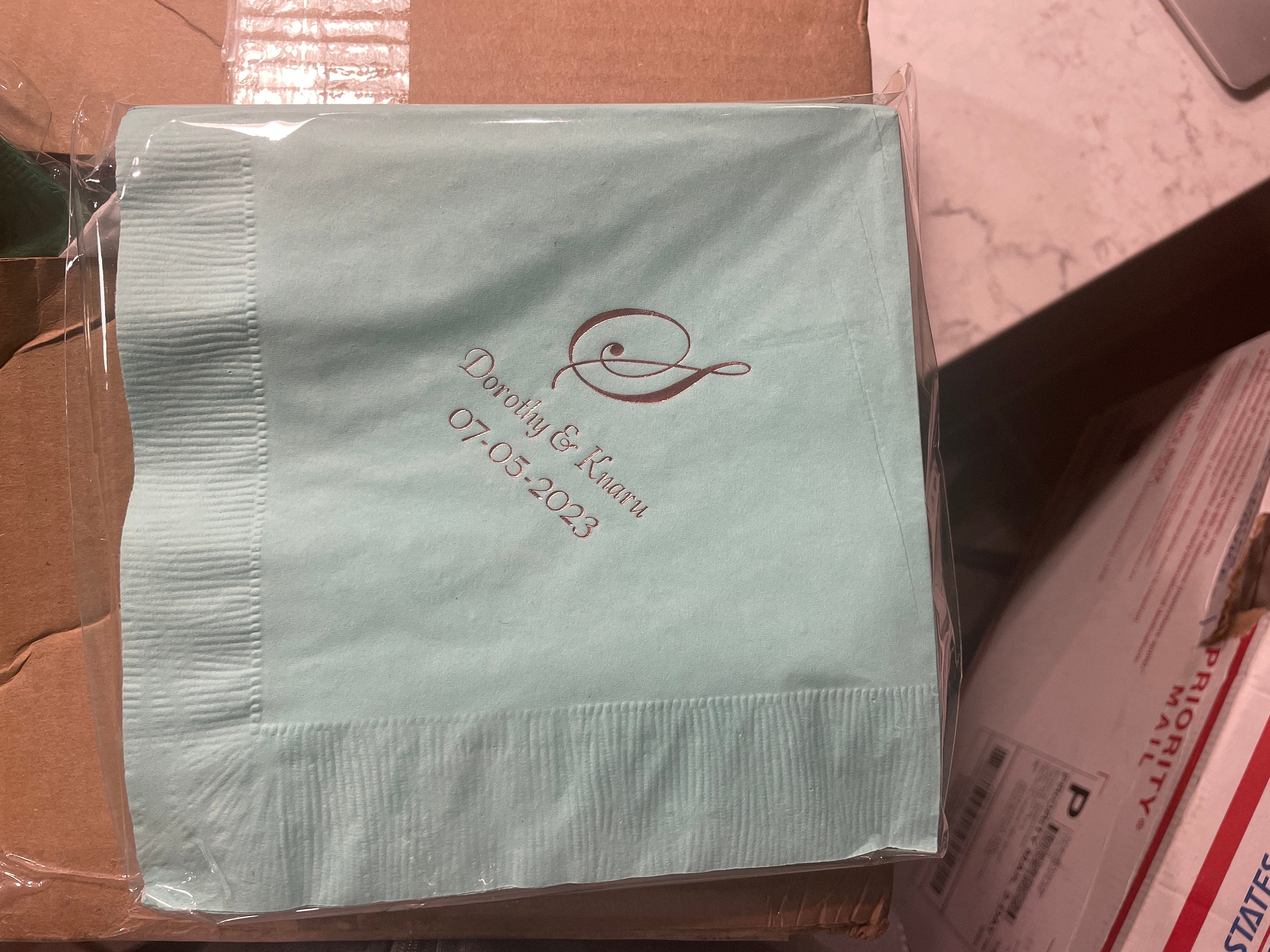 Monogrammed Wedding Napkins Personalized Wedding Reception Napkins Monogram, Party/Wedding Gift