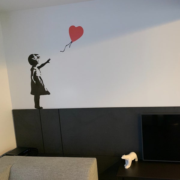 Girl With Red Balloon Large Wall Sticker Street Art Graffiti Vinyl ...