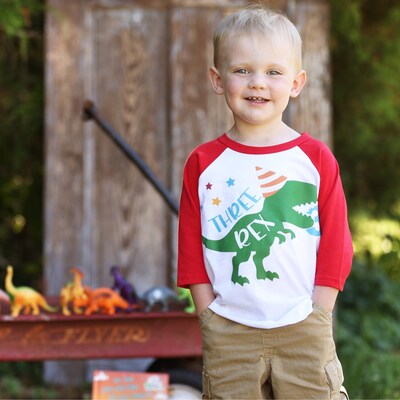 Three Rex Birthday Shirt, 3rd Birthday Shirt, Dinosaur Birthday Shirt ...