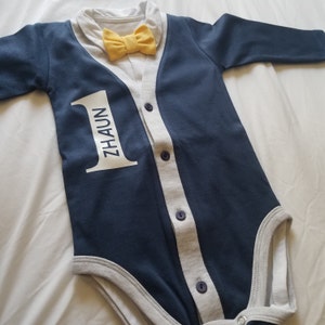 1st Birthday Boy Outfit, Personalized Navy Cardigan, Bodysuit, Hat ...